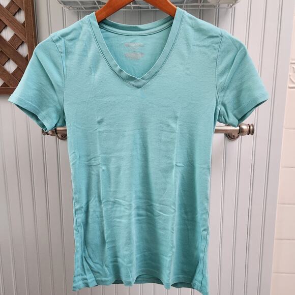 Merona Light Blue Stretchy Vneck Tee - Picture 1 of 5